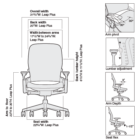 Leap Plus Chair Dimensions